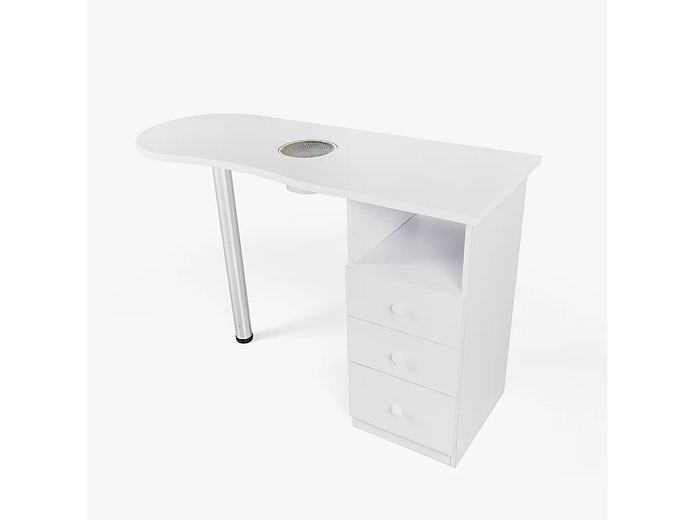 Tavolo per manicure con aspiratore e cassettiere e palo cromato Leopard