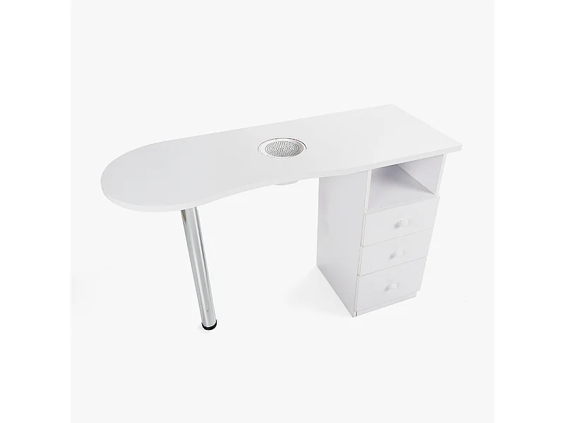 Tavolo per manicure con aspiratore e cassettiere e palo cromato Leopard