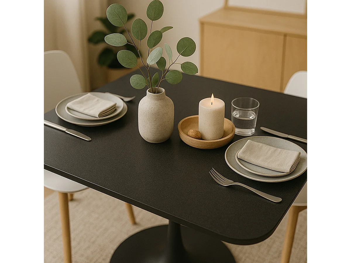 Table carrée style Goblet bar cuisine salle à manger design scandinave lillium 80 - Noir