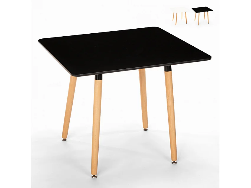 Tavolo quadrato 80x80 in legno design nordico per cucina bar ristorante Fern - Nero