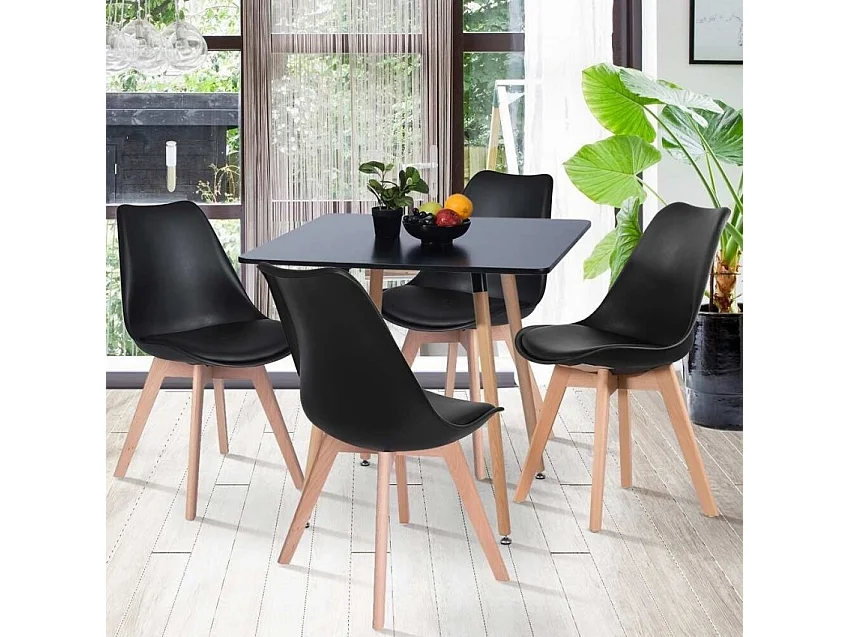 Tavolo quadrato 80x80 in legno design nordico per cucina bar ristorante Fern - Nero