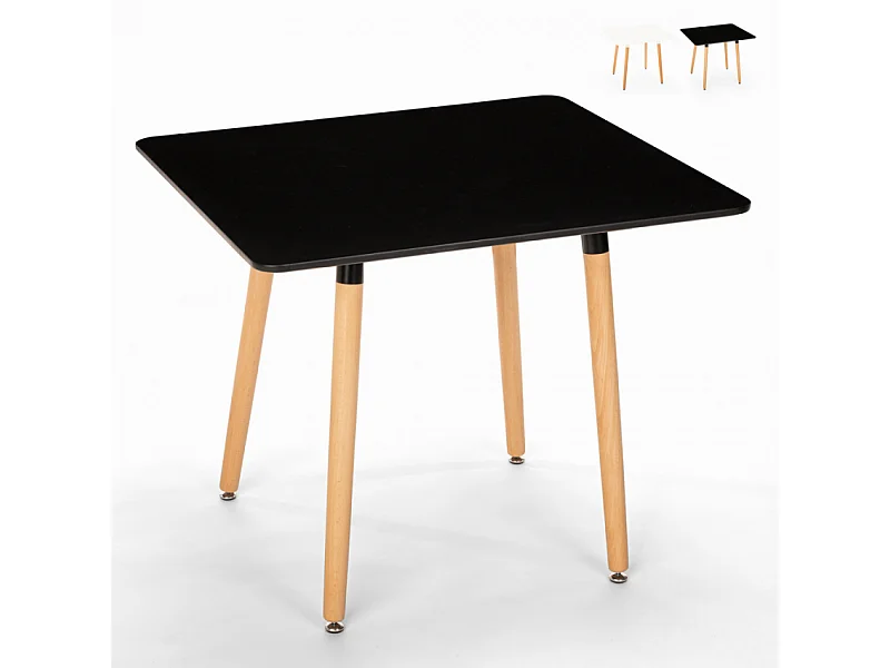 Tavolo quadrato 80x80 in legno design nordico per cucina bar ristorante Fern - Nero