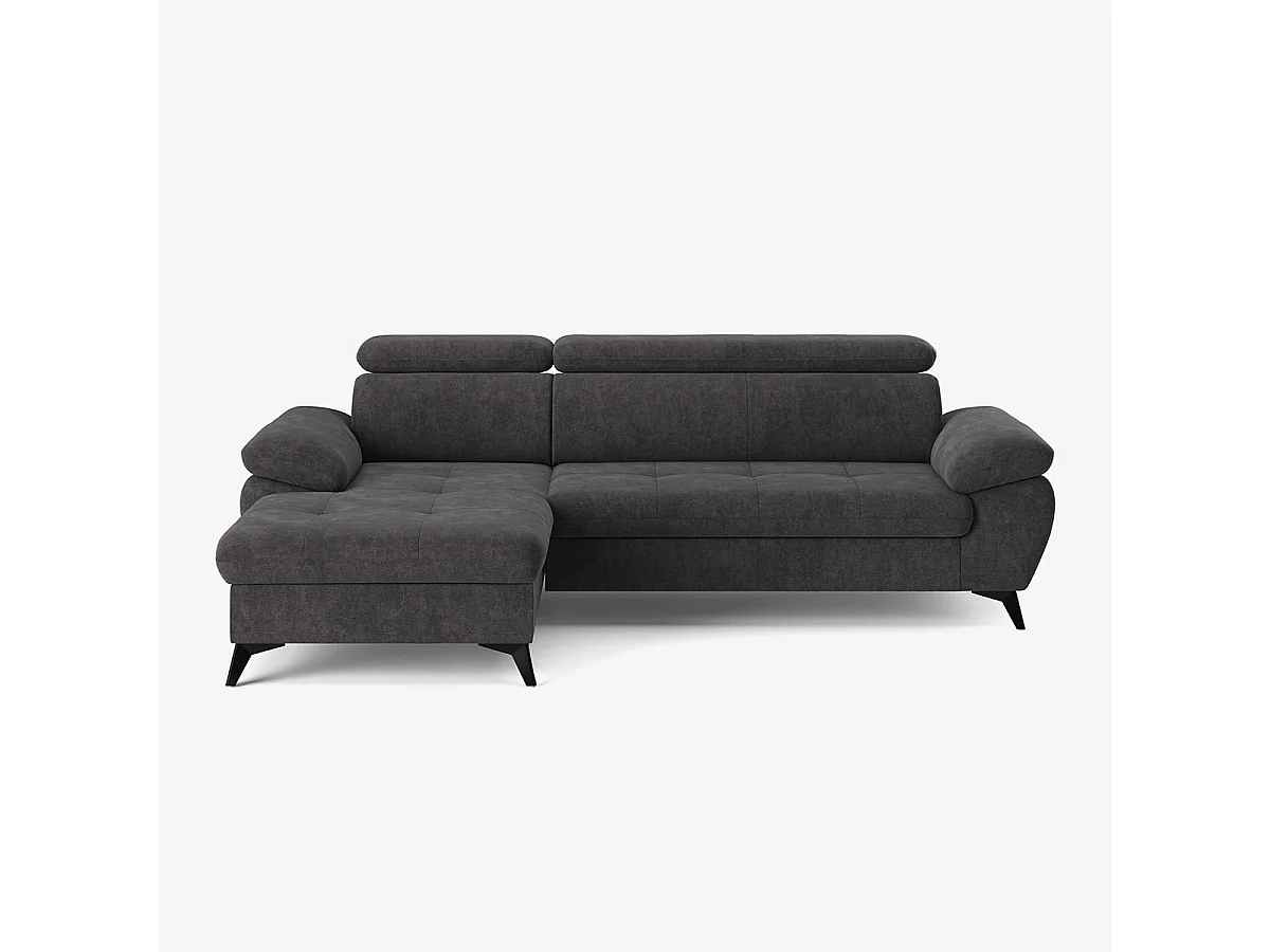 Modernes 3-Sitzer Schlafsofa mit linker Bettkasten-Ottomane Miral - Braun