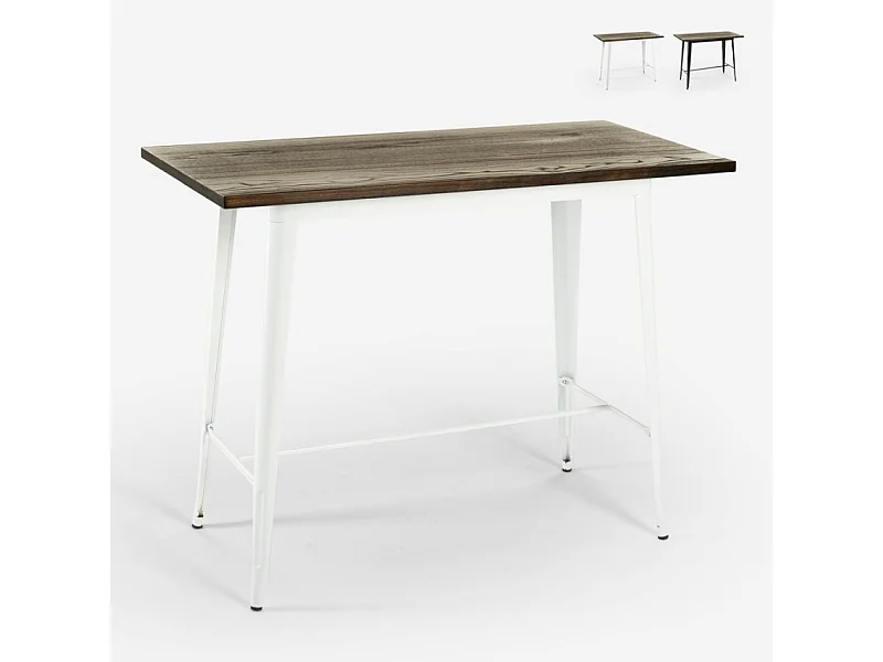 Mesa alta estilo industrial para taburete bar cocina 120 x 60 x 106 cm Catal - Blanco