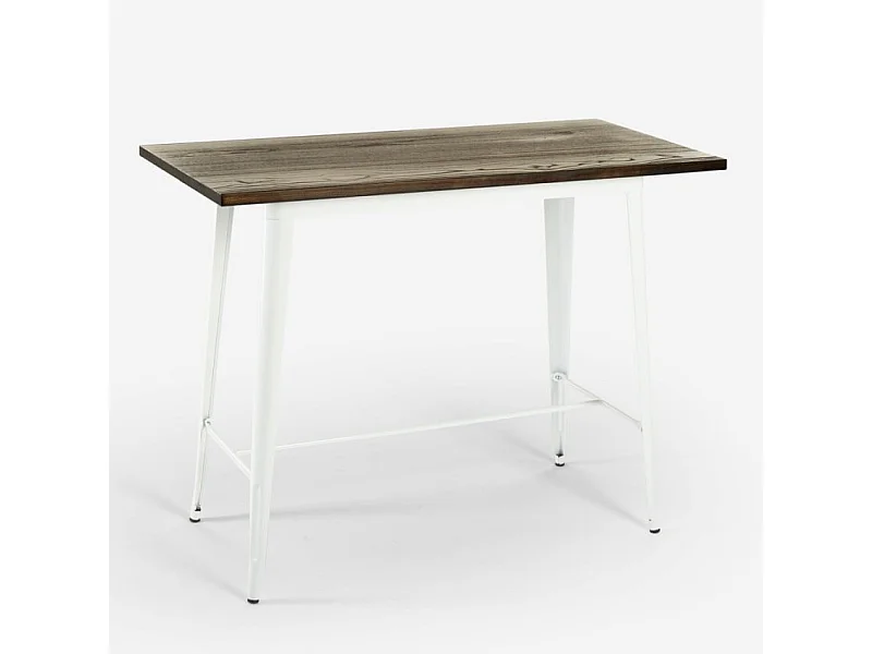 Mesa alta estilo industrial para taburete bar cocina 120 x 60 x 106 cm Catal - Blanco