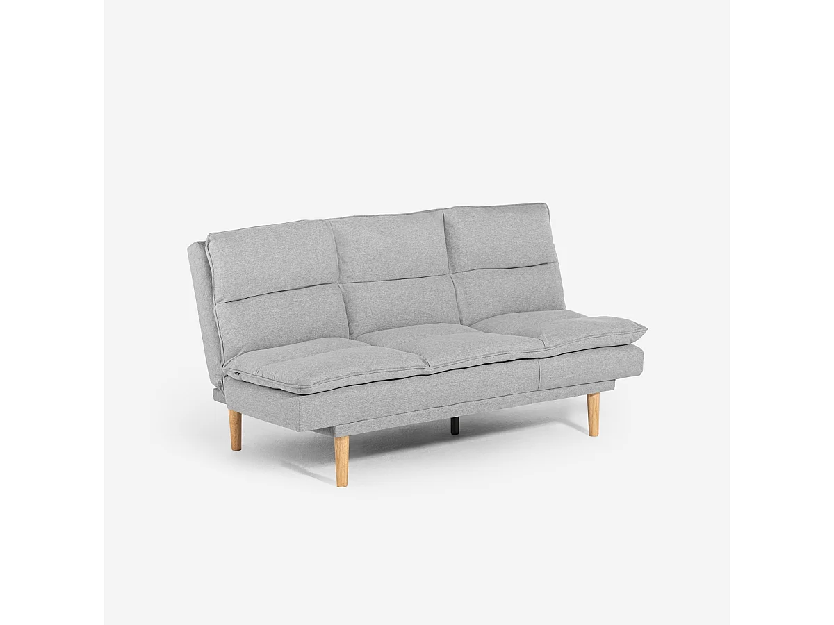 Canapé clic clac 2 places en tissu avec dossier inclinable Livra - Gris