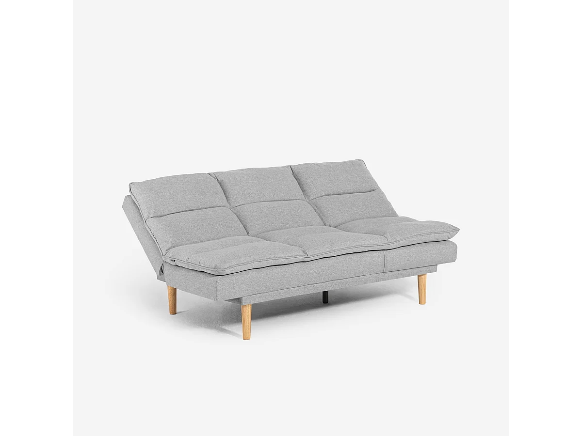 Canapé clic clac 2 places en tissu avec dossier inclinable Livra - Gris