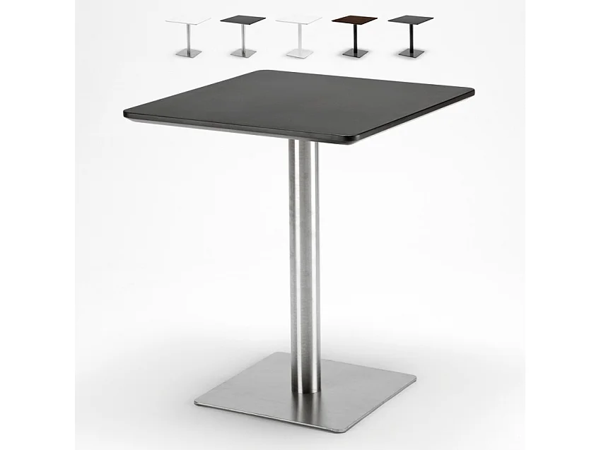 Mesa 60x60 cuadrada con pedestal central para bar restaurante Horeca - Negro - Silver