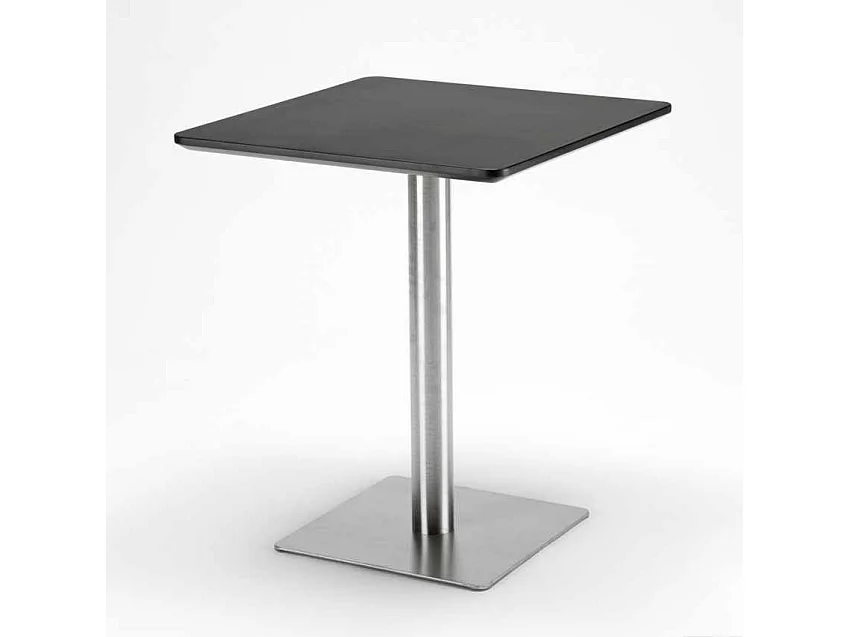 Mesa 60x60 cuadrada con pedestal central para bar restaurante Horeca - Negro - Silver