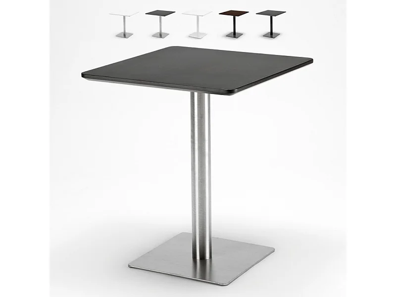 Mesa 60x60 cuadrada con pedestal central para bar restaurante Horeca - Negro - Silver