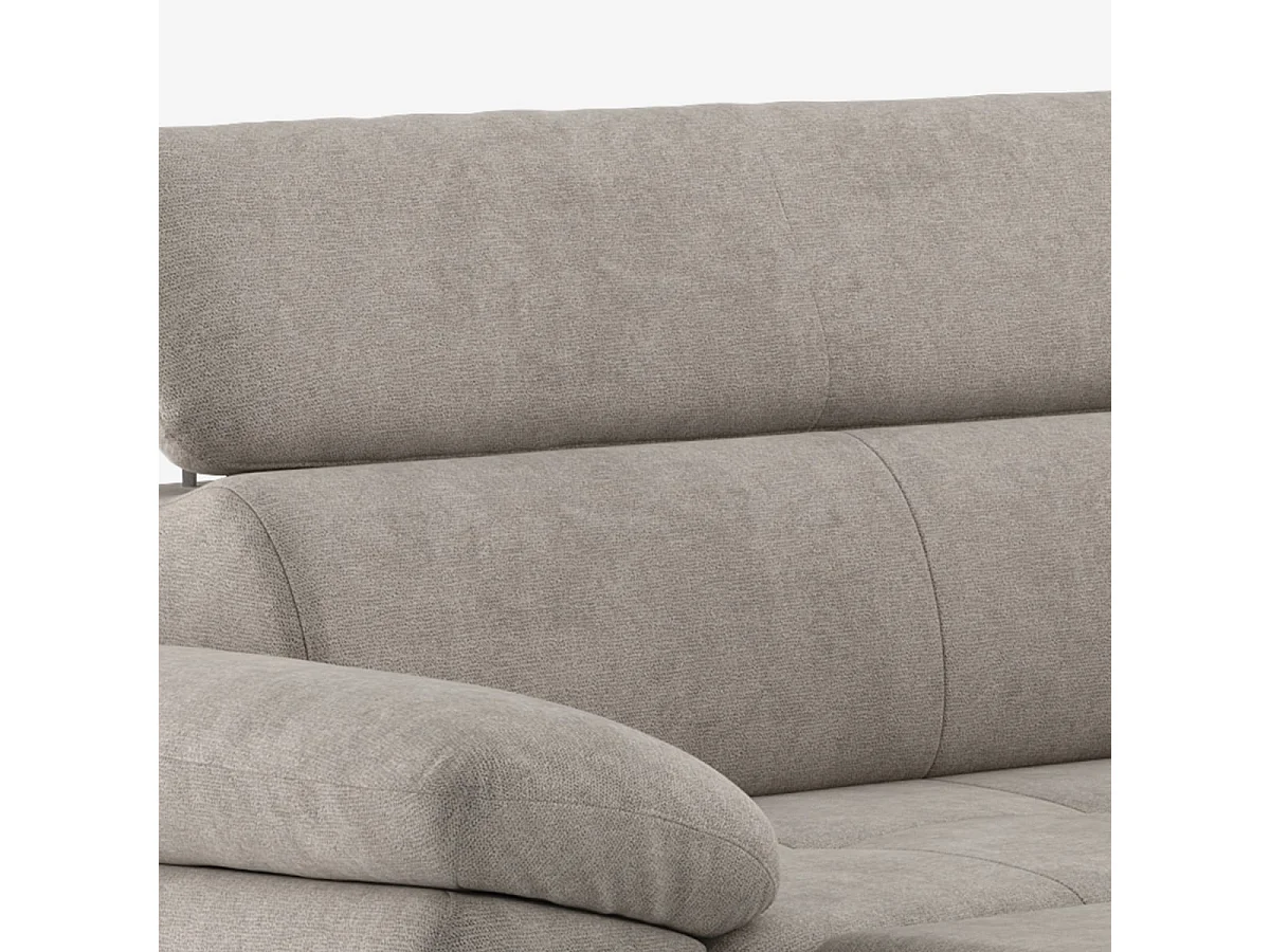 Schlafsofa mit rechter Bettkasten-Eckcouch und verstellbarer Kopfstütze Zuna - Grau