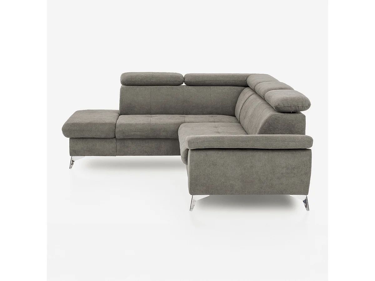 Ecksofa mit Bettfunktion 3-Sitzer, modern, linke Ottomane mit Stauraum, Vera - Grau