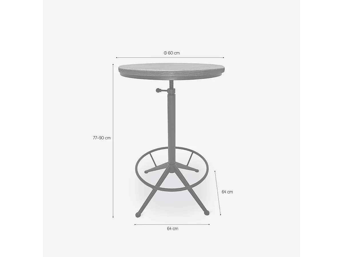 Mesa alta vintage industrial redonda ajustable para bar cocina Girus