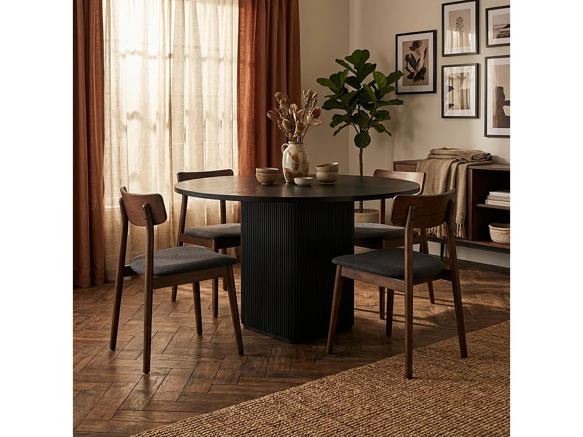 Table basse ronde en bois noir de 120 cm pour la cuisine et le salon Tiwit - Noir