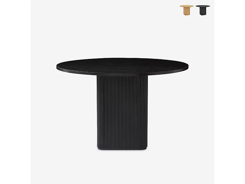 Tavolo da pranzo rotondo in legno nero 120cm per cucina soggiorno Tiwit - Nero