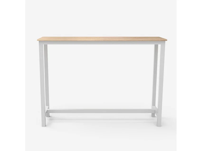 Mesa alta taburetes bar cocina consola de entrada 140 x 37 x 100 cm Edebel - Blanco - Roble