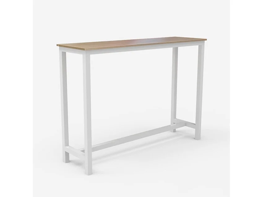 Mesa alta taburetes bar cocina consola de entrada 140 x 37 x 100 cm Edebel - Blanco - Roble