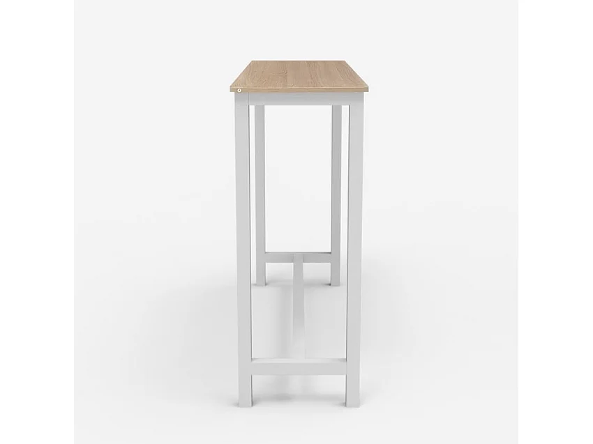 Mesa alta taburetes bar cocina consola de entrada 140 x 37 x 100 cm Edebel - Blanco - Roble