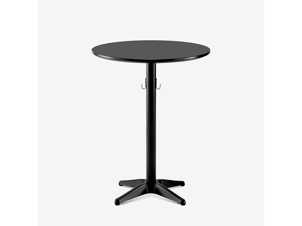 Mesa alta redonda de bar 70x105 cm color negro con gancho para colgar bolso Engys+