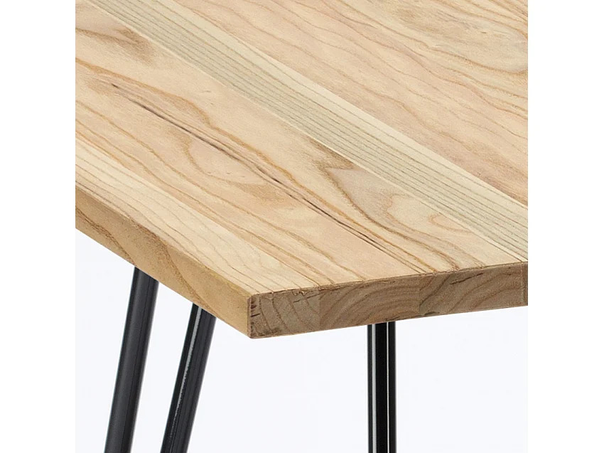 Tavolo industrial in acciaio e legno 80x80 bar e casa Hammer - Beige
