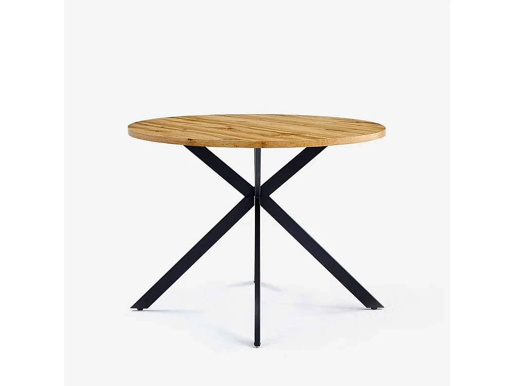 Tavolo rotondo 100cm in legno gambe incrociate cucina sala da pranzo Mako