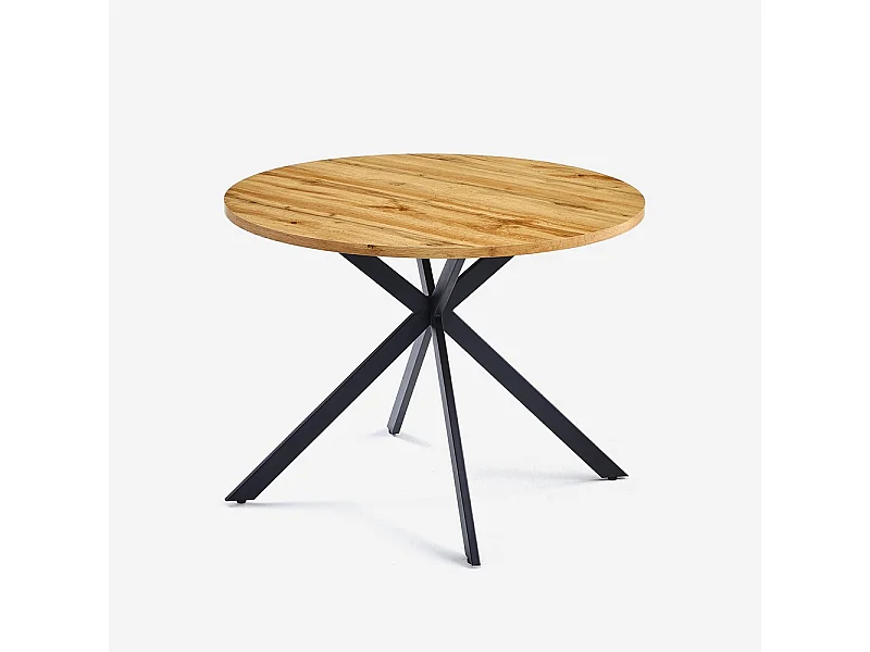 Tavolo rotondo 100cm in legno gambe incrociate cucina sala da pranzo Mako