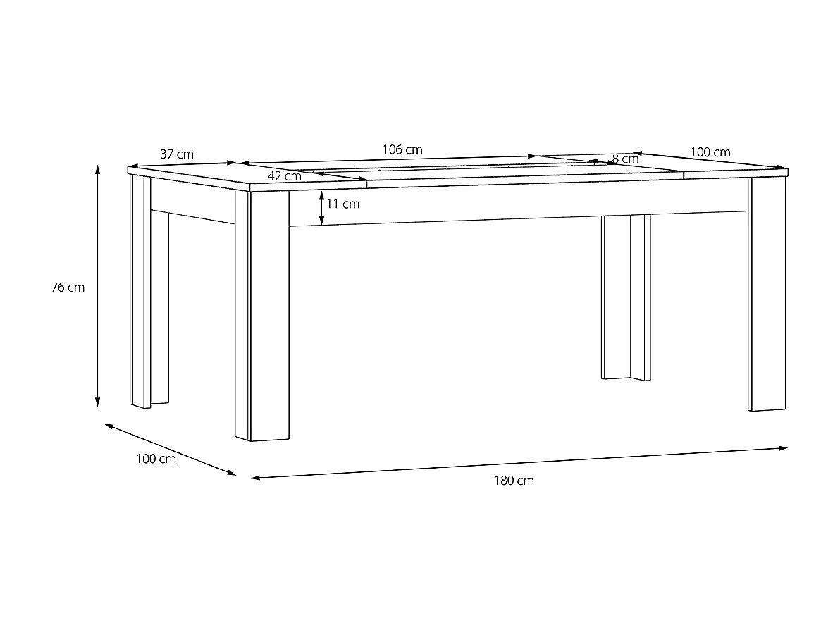 Mesa rectangular de roble 180 cm con botellero Polypody