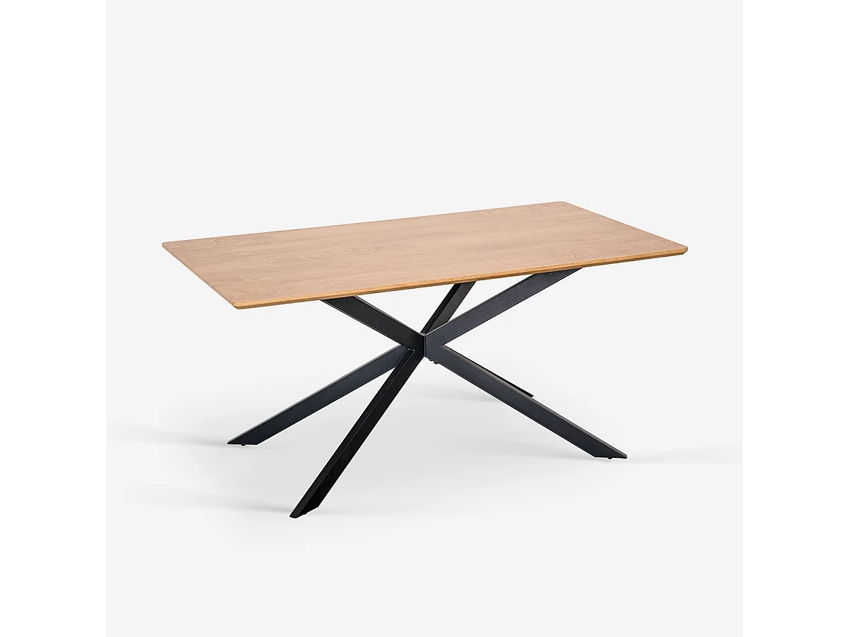 Tisch mit gekreuzten Beinen 160x90 aus Holz und Metall Shaila - Natur