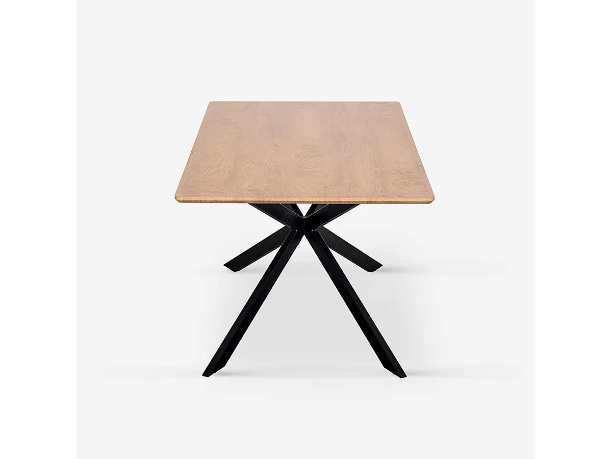 Tisch mit gekreuzten Beinen 160x90 aus Holz und Metall Shaila - Natur