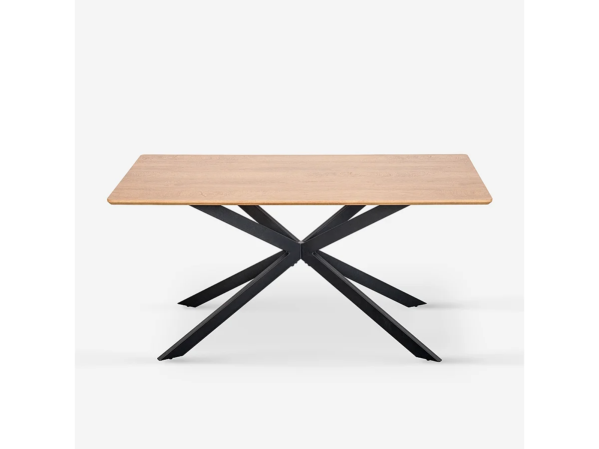 Tisch mit gekreuzten Beinen 160x90 aus Holz und Metall Shaila - Natur