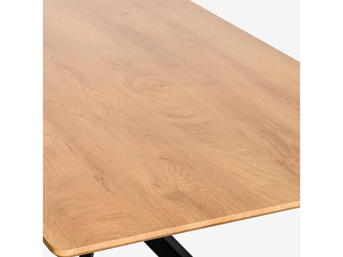 Tisch mit gekreuzten Beinen 160x90 aus Holz und Metall Shaila - Natur