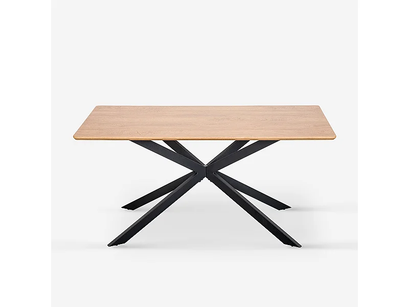 Table avec pieds croisés design 160x90 en bois et métal Shaila - bois neutre