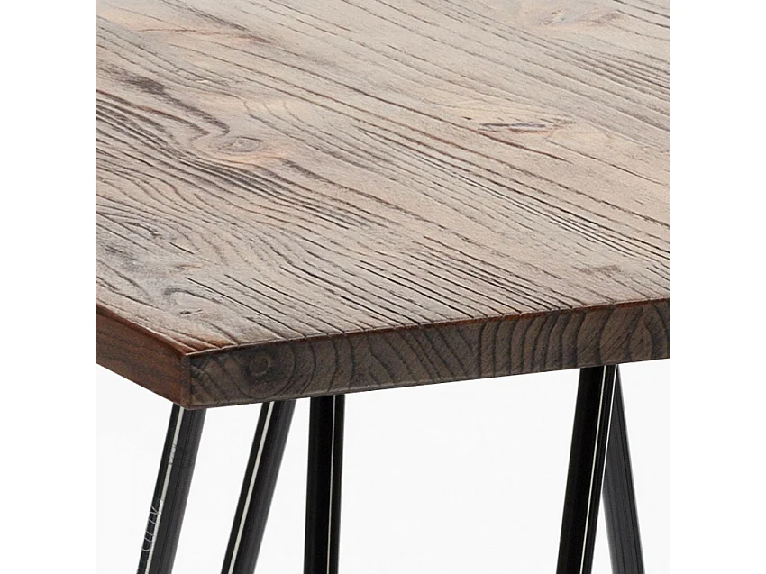Tavolino alto per sgabelli Industrial 60x60 metallo acciaio legno Bolt - Marrone