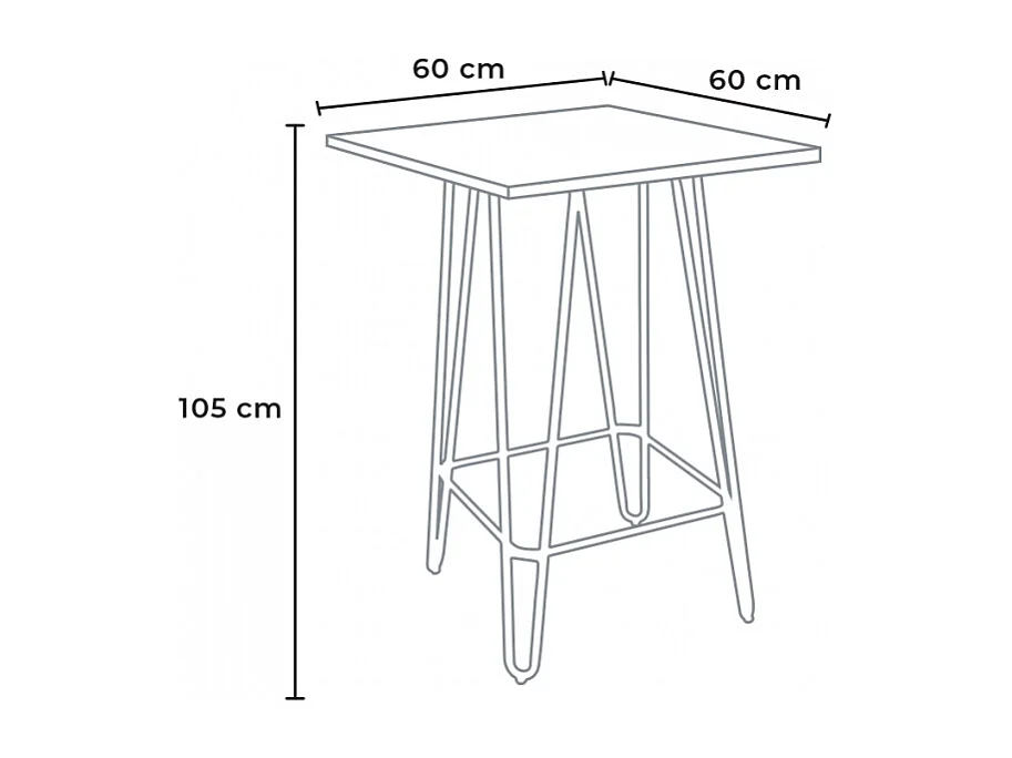 Tavolino alto per sgabelli Industrial 60x60 metallo acciaio legno Bolt - Marrone