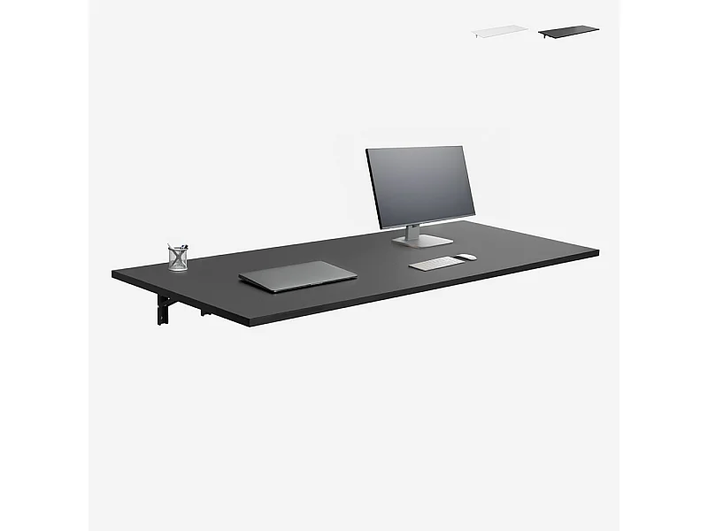 Tavolo a ribalta scrivania da parete pieghevole 140x80cm Jeremy XL - Nero