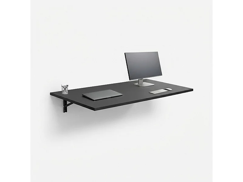 Table de bureau mural pliable 140x80cm Jeremy XL - Noir