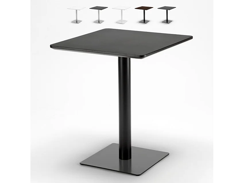 Mesa 60x60 cuadrada con pedestal central para bar restaurante Horeca - Negro - Negro