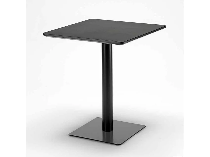 Mesa 60x60 cuadrada con pedestal central para bar restaurante Horeca - Negro - Negro