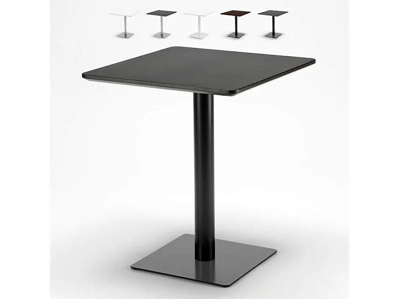 Mesa 60x60 cuadrada con pedestal central para bar restaurante Horeca - Negro - Negro