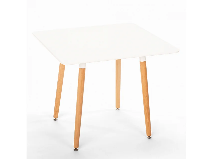 Mesa cuadrada 80x80 de madera diseño nórdico para cocina, bar y restaurante Fern - Blanco