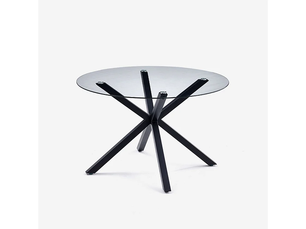 Tavolo rotondo moderno in vetro 120cm con gambe incrociate nero Lotos