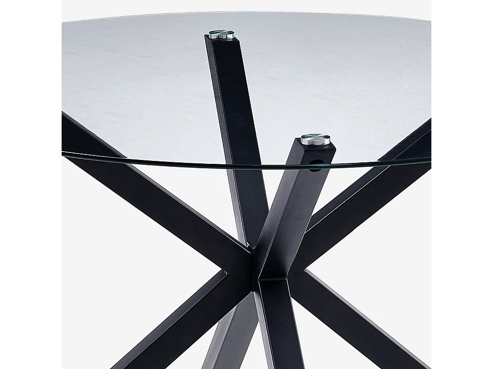Tavolo rotondo moderno in vetro 120cm con gambe incrociate nero Lotos