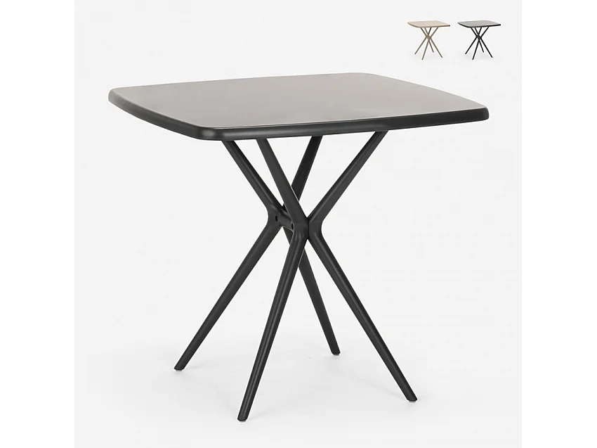 Tavolo quadrato 70x70cm in polipropilene cucina giardino bar ristorante Gang 70 - Nero