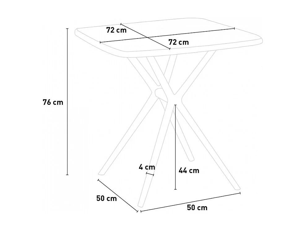 Tavolo quadrato 70x70cm in polipropilene cucina giardino bar ristorante Gang 70 - Nero