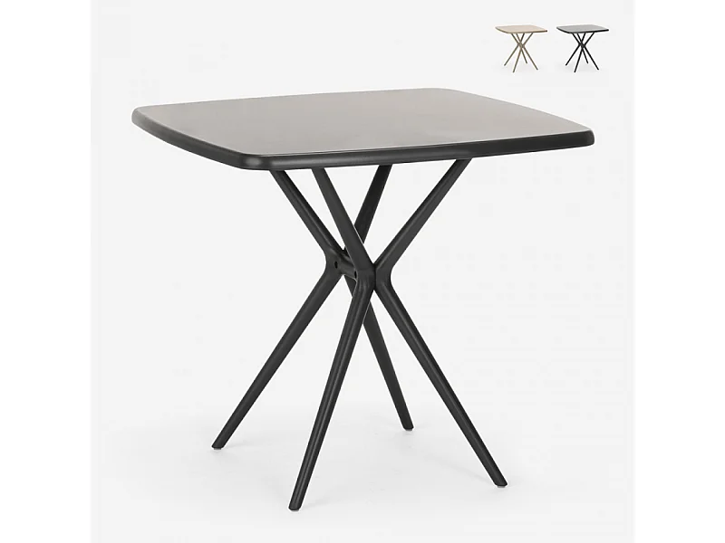 Tavolo quadrato 70x70cm in polipropilene cucina giardino bar ristorante Gang 70 - Nero