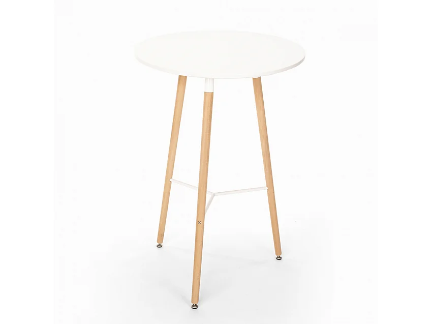 Tavolino alto per sgabelli design wooden scandinavo 60x60 rotondo in legno Shrub - Bianco