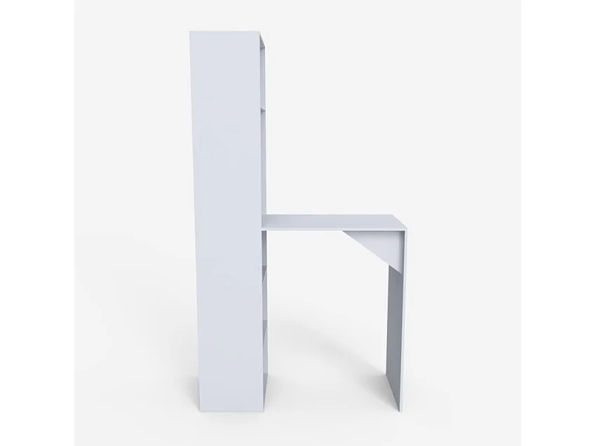 Mobile bar moderno tavolo alto per sgabelli con ripiani h109 Tanul - Bianco