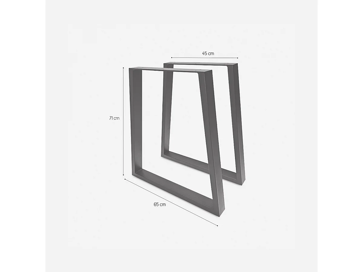 Juego de 2 patas de mesa de metal negro en forma trapezoidal Flare