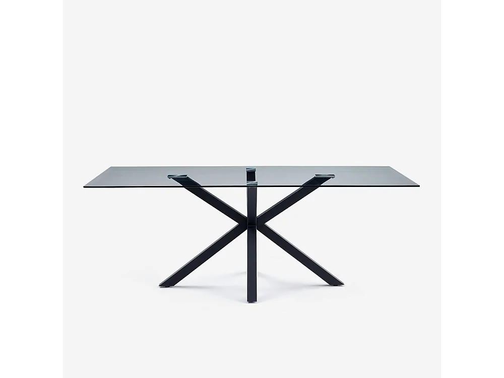 Tavolo design moderno con gambe incrociate nero in vetro 200x100cm Laka