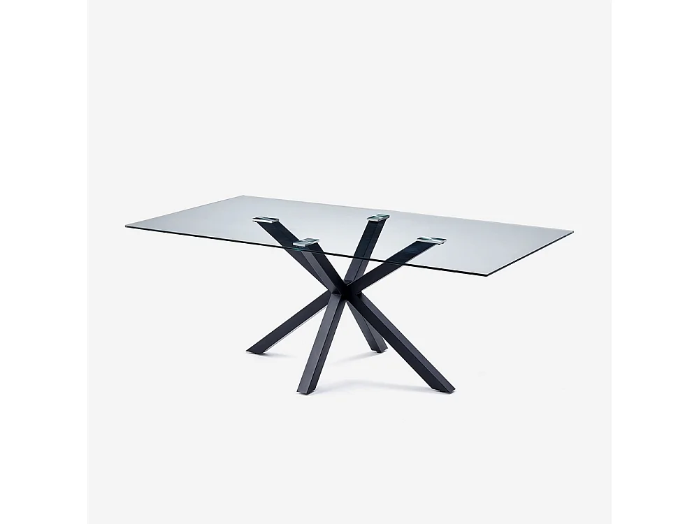 Tavolo design moderno con gambe incrociate nero in vetro 200x100cm Laka